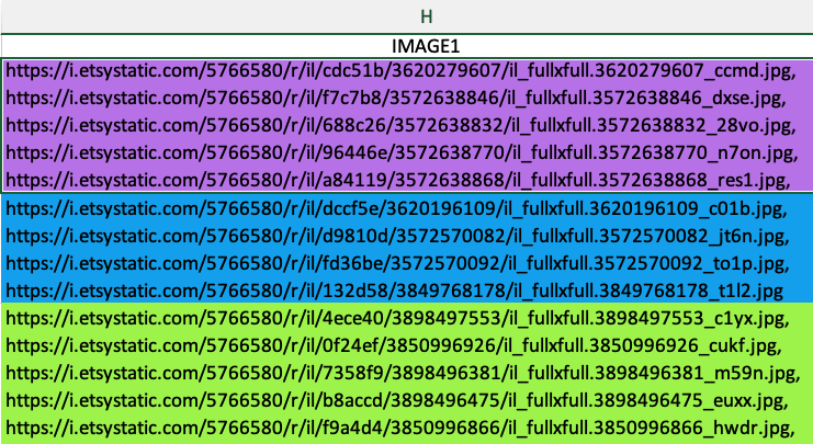 single-column image files in CSV
